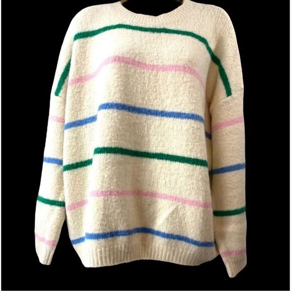 Beautiful Katie Sturino x Stitch Fix Womens Oversized Striped Sweater Pullover S - Picture 2 of 6
